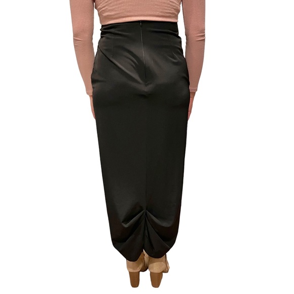 Elm Design Black Midi Skirt Tulip Hem Draped Gathered Pencil, Size 1 (Small) - Picture 3 of 12